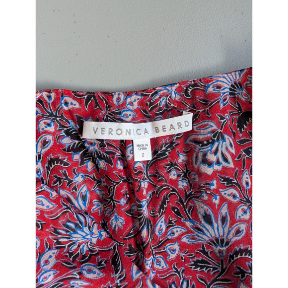 Veronica Beard Floral Samara Silk Maxi Dress Size 2 Red #1C504 - Picture 9 of 12